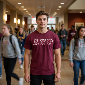 Alpha Chi Rho Fraternity Crest - Shield Twill Letter Tee