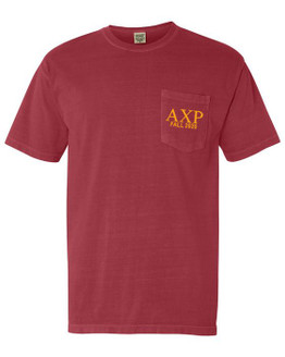 Alpha Chi Rho Greek Letter Comfort Colors Pocket Tee