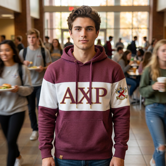 Alpha Chi Rho Ivy League Hoodie W Crest On Left Sleeve