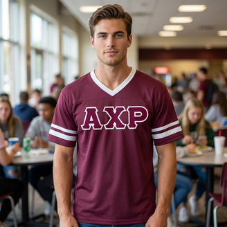 DISCOUNT-Alpha Chi Rho Jersey With Greek Applique Letters