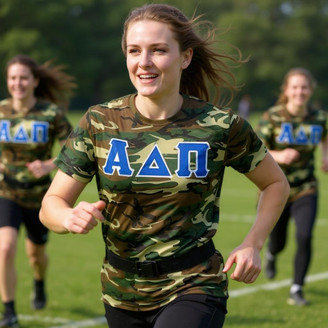 DISCOUNT-Alpha Delta Pi Lettered Camouflage T-Shirt