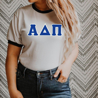 DISCOUNT-Alpha Delta Pi Lettered Ringer Shirt 