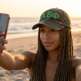Alpha Epsilon Phi Lettered Camouflage Hat