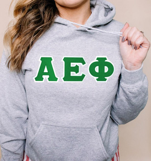  DISCOUNT Alpha Epsilon Phi Lettered Hooded Sweatshirt - Best Value 