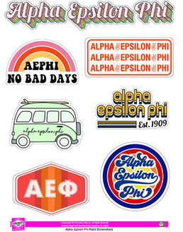 Alpha Epsilon Phi Retro Sticker Sheet