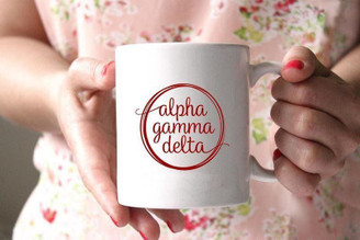  Alpha Gamma Delta White Mascot Coffee Mug - Personalized! 