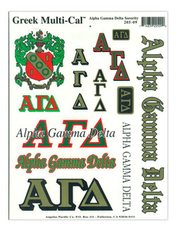 Alpha Gamma Delta Multi Greek Decal Sheet