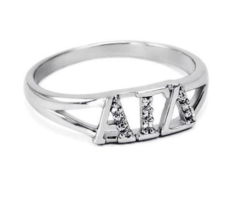 TCS Alpha Gamma Delta Sterling Silver Ring set with Lab-Created Diamonds 