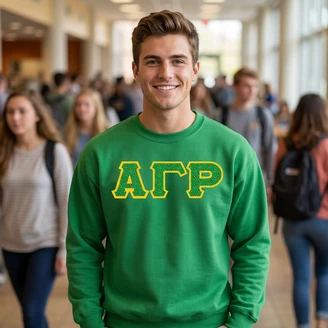 Alpha Gamma Rho Fraternity Crest - Shield Twill Letter Crewneck Sweatshirt