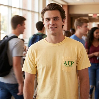 Alpha Gamma Rho Greek Letter Comfort Colors Pocket Tee