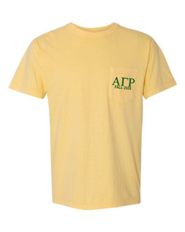 Alpha Gamma Rho Greek Letter Comfort Colors Pocket Tee