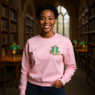 DISCOUNT-Alpha Kappa Alpha World Famous Crest - Shield Crewneck Sweatshirt - Best Value