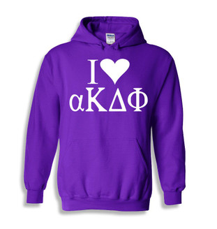 I Love alpha Kappa Delta Phi Hooded Sweatshirts