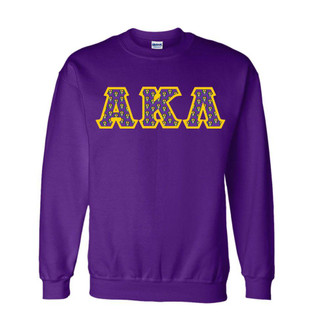 Alpha Kappa Lambda Fraternity Crest - Shield Twill Letter Crewneck Sweatshirt 