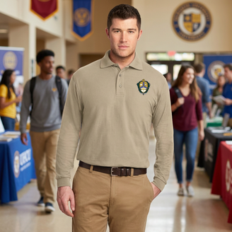 DISCOUNT-Alpha Kappa Lambda Emblem Long Sleeve Polo