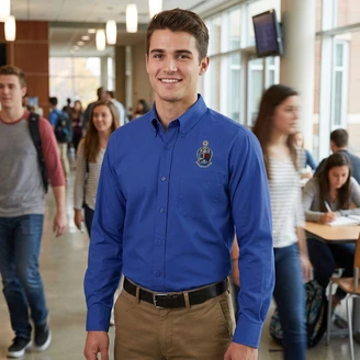 DISCOUNT-Alpha Kappa Psi Crest - Shield Long Sleeve Oxford