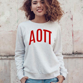  Alpha Omicron Pi Arched Greek Lettered Crewneck Sweatshirt 