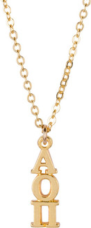 Alpha Omicron Pi 22 k Yellow Gold Plated Lavaliere Necklace - ON SALE!