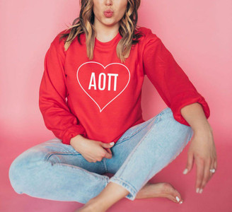  Alpha Omicron Pi Heart Crew Sweatshirt 