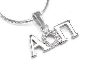 TCS Alpha Omicron Pi Horizontal Lavaliere with Lab-Created Diamonds 