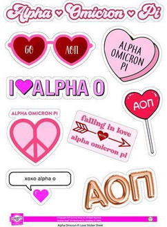 Sorority Shop Alpha Omicron Pi Love Theme Stickers 