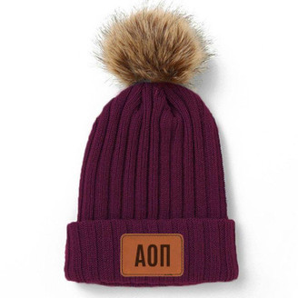Sorority Shop Alpha Omicron Pi Pom Pom Beanie Hat 