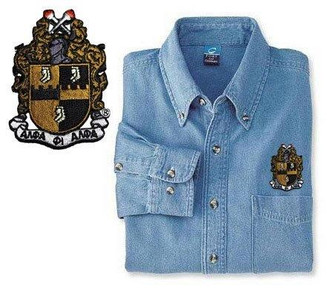 DISCOUNT-Alpha Phi Alpha Denim Shirt - Shield