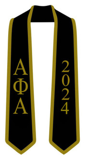 DISCOUNT-Alpha Phi Alpha Greek 2 Tone Lettered Graduation Sash Stole w/ Year