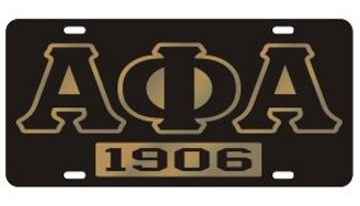 Alpha Phi Alpha License Plate - Black, Founded