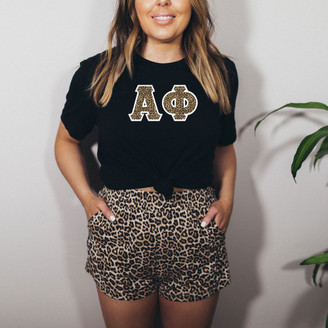 Alpha Phi Cheetah Print Lettered Tee