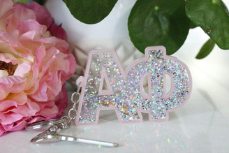 Sorority Shop Alpha Phi Glitter Keychain 