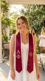 DISCOUNT-Alpha Phi Greek 2 Tone Lettered Graduation Sash Stole