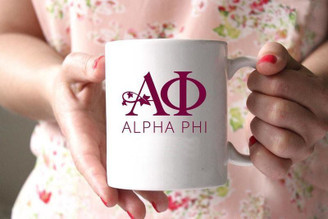 Alpha Phi White Mascot Coffee Mug - Personalized!