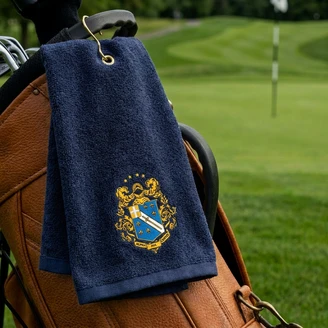 DISCOUNT-Alpha Phi Omega Crest - Shield Golf Towel