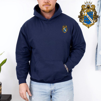 DISCOUNT-Alpha Phi Omega Crest - Shield Emblem Hooded Sweatshirt 