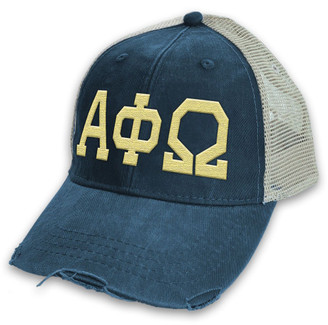 Alpha Phi Omega Distressed Trucker Hat