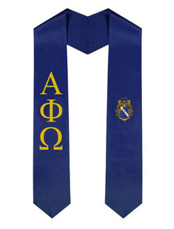 Alpha Phi Omega Greek Lettered Graduation Sash Stole With Crest 