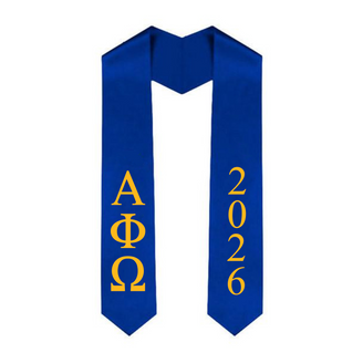 Alpha Phi Omega Greek Lettered Graduation Sash Stole With Year - Best Value