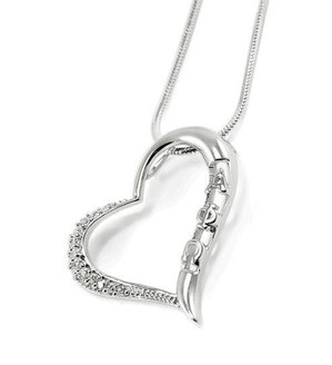 TCS Alpha Phi Omega Sterling Silver Heart Pendant with lab created diamonds 