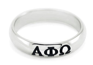 Alpha Phi Omega Sterling Silver Skinny-Band Ring