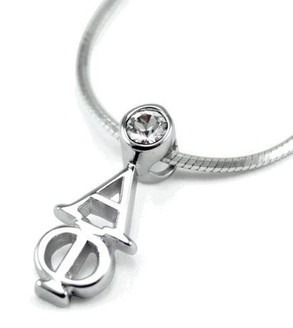 TCS Alpha Phi Sterling Silver Lavaliere Pendant with Swarovski Clear Crystal 
