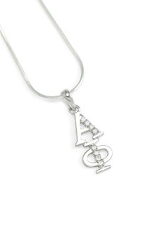 TCS Alpha Phi Sterling Silver Lavaliere set with Lab-Created Diamonds 