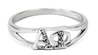 TCS Alpha Phi Sterling Silver Ring set with Lab-Created Diamonds 
