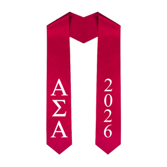 Alpha Sigma Alpha Greek Lettered Graduation Sash Stole With Year - Best Value
