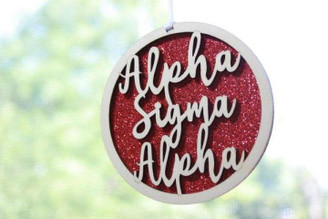 Sorority Shop Alpha Sigma Alpha Laser Carved Script Ornament - 3" Round 