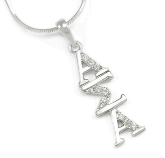 TCS Alpha Sigma Alpha Sterling Silver Lavaliere set with Lab-Created Diamonds 