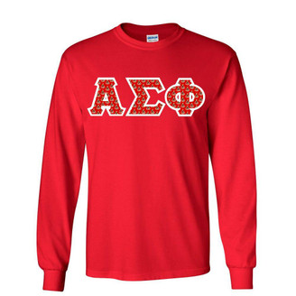  Alpha Sigma Phi Fraternity Crest - Shield Twill Letter Longsleeve Tee 