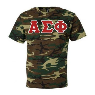 DISCOUNT- Alpha Sigma Phi Lettered Camouflage T-Shirt