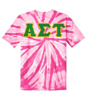 DISCOUNT-Alpha Sigma Tau Lettered Tie-Dye t-shirts for only $30!