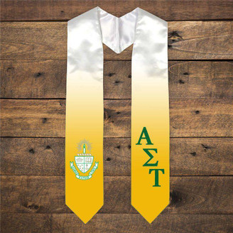  Alpha Sigma Tau Extra Fancy Diagonal Greek Graduation Stole W Crest 